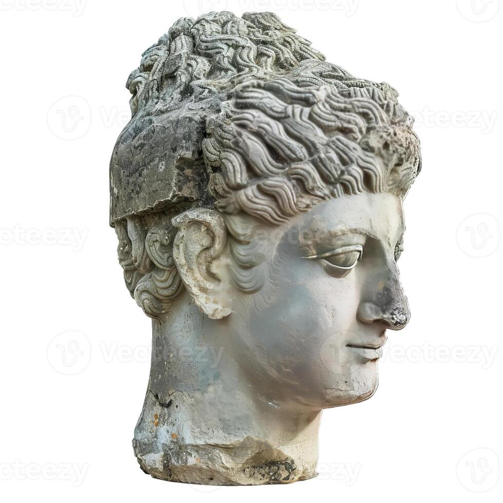 Ancient roman bust sculpture on transparent background photo