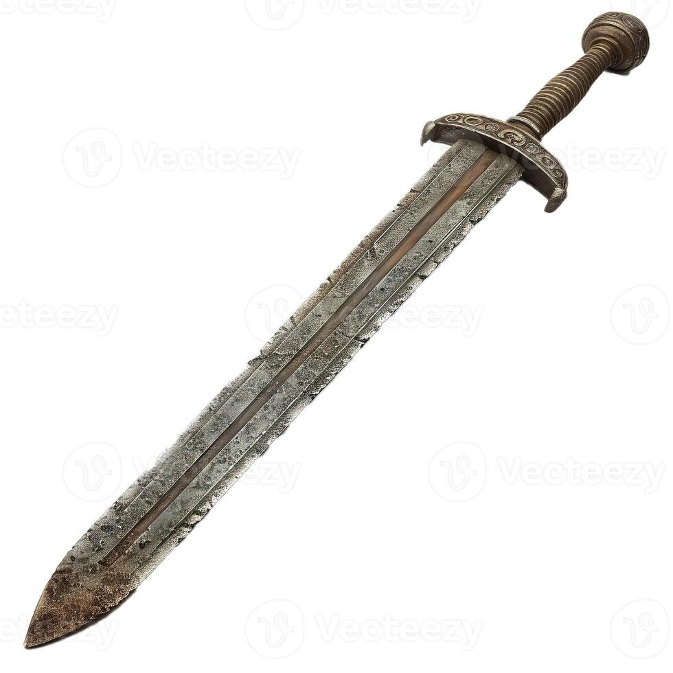 Antique sword on transparent background photo