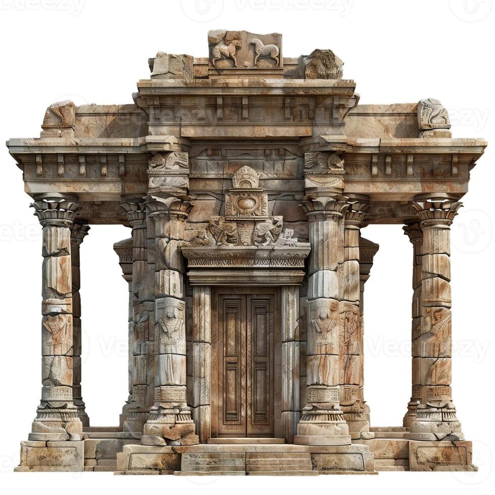 Ancient indian temple gateway isolated on transparent background photo