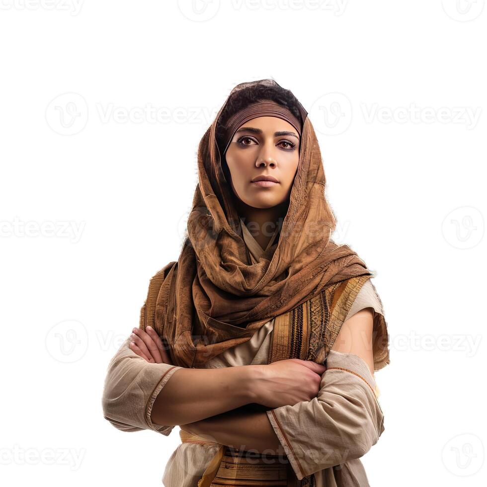Elegant woman in traditional headscarf photo