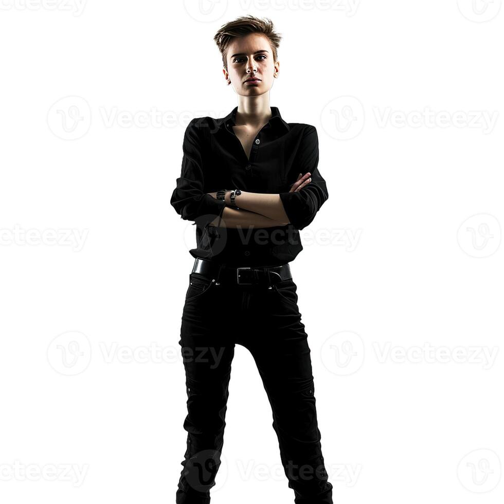 Confident young woman on transparent background photo