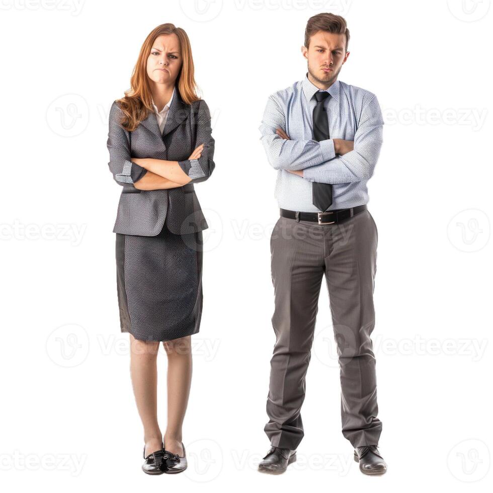 Confident business duo with crossed arms on transparent background photo