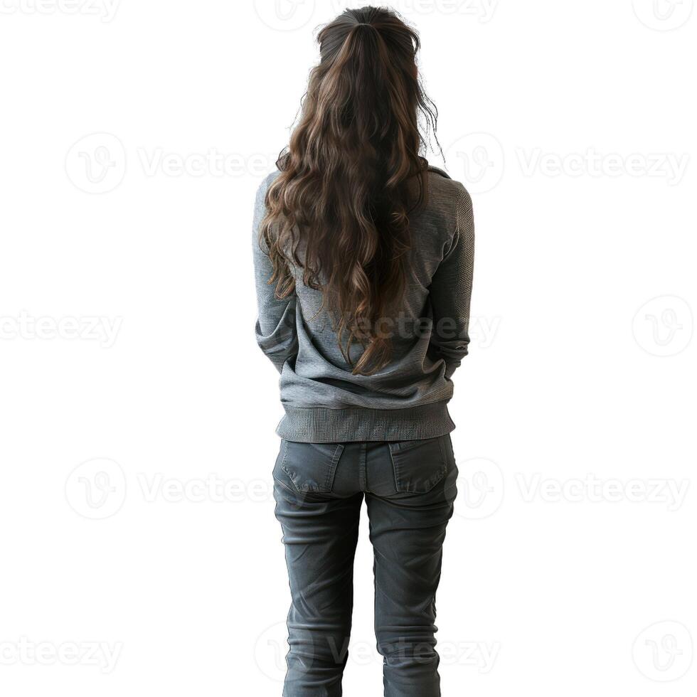 Rear view of woman standing on transparent background photo