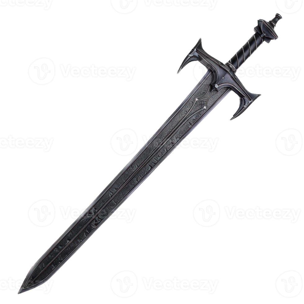 Fantasy sword laying isolated on white background photo