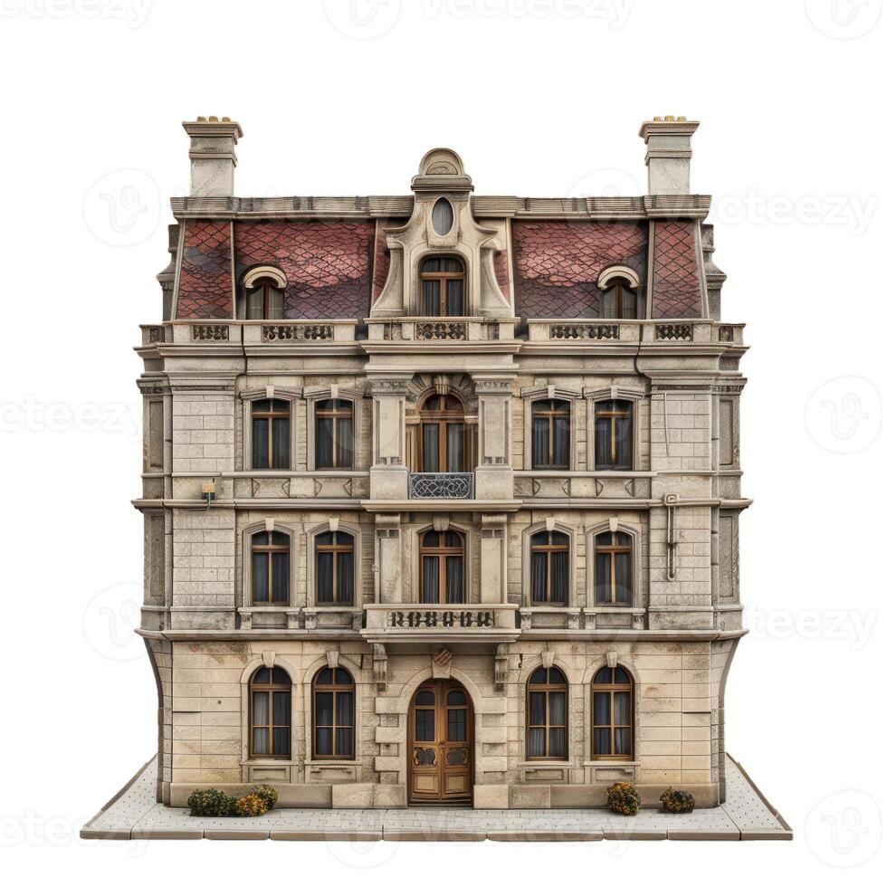 Detailed image of a classic european style townhouse, showcasing architectural design photo