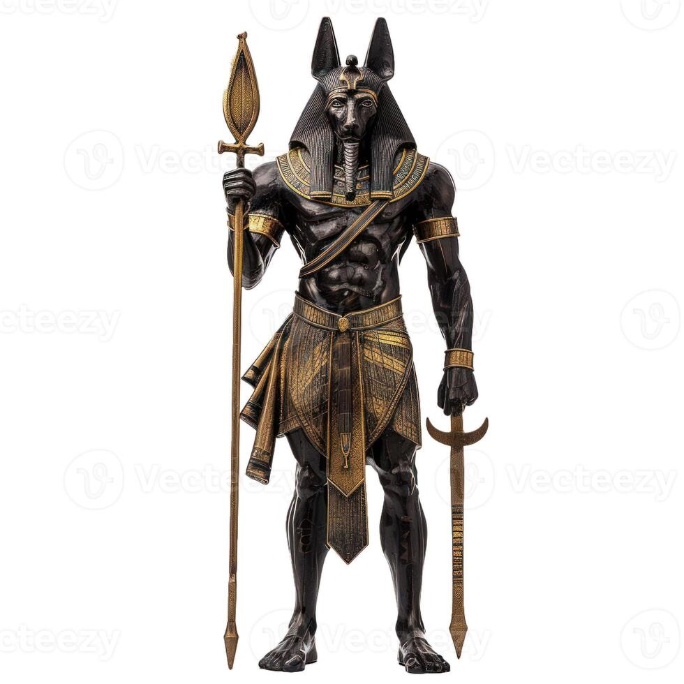Ancient egyptian anubis statue isolated on transparent background photo