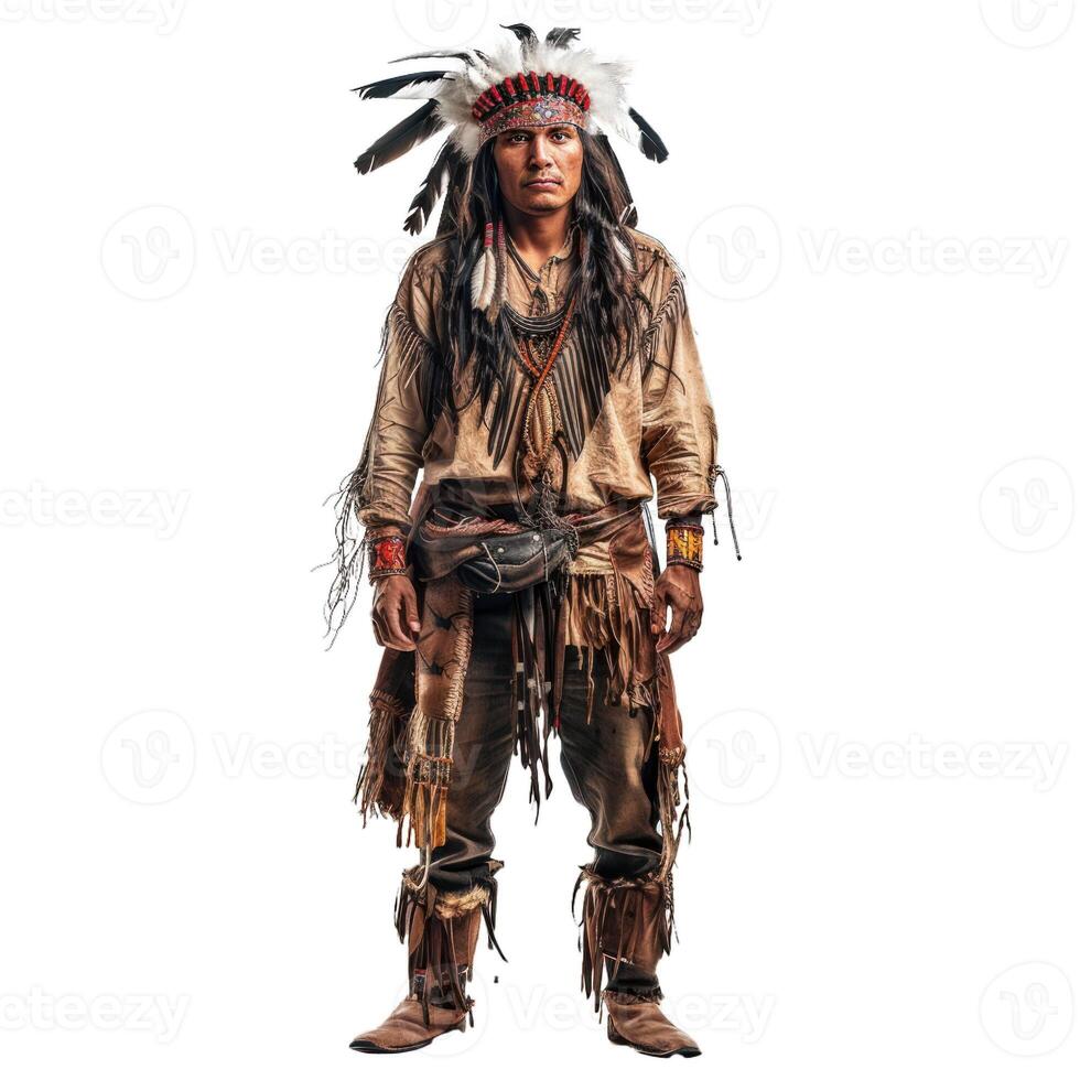 Native american chief in traditional attire photo