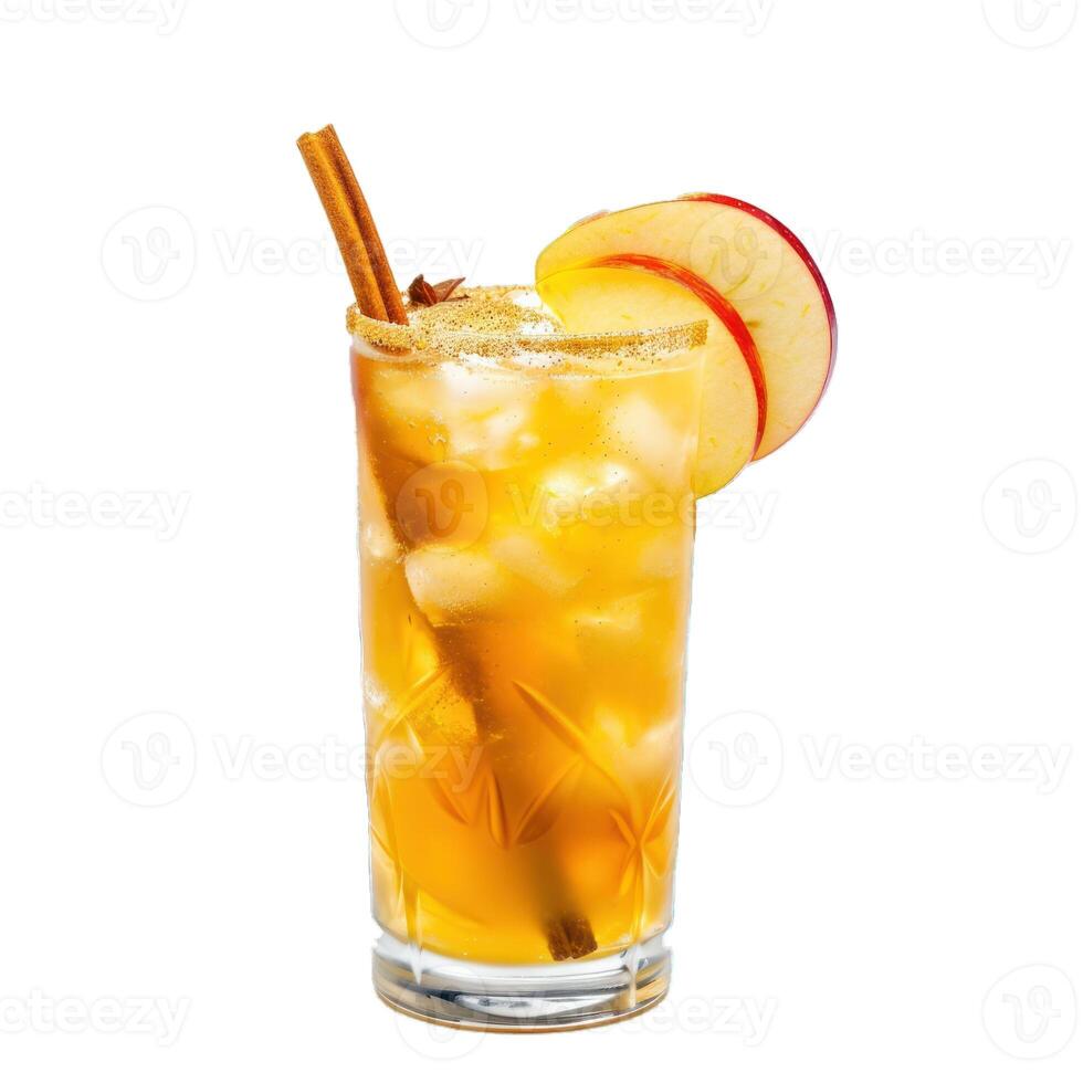 Refreshing apple cinnamon iced tea on transparent background photo