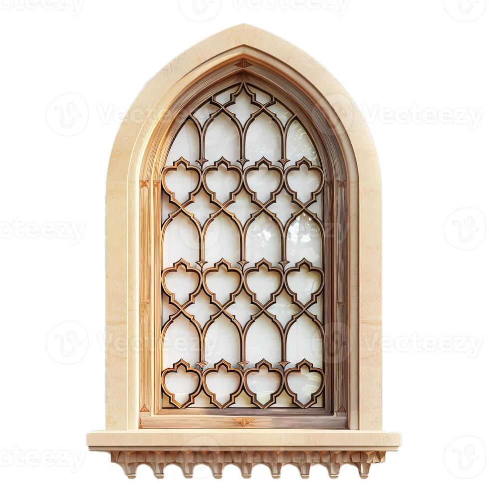 Gothic arched window isolated on transparent background photo