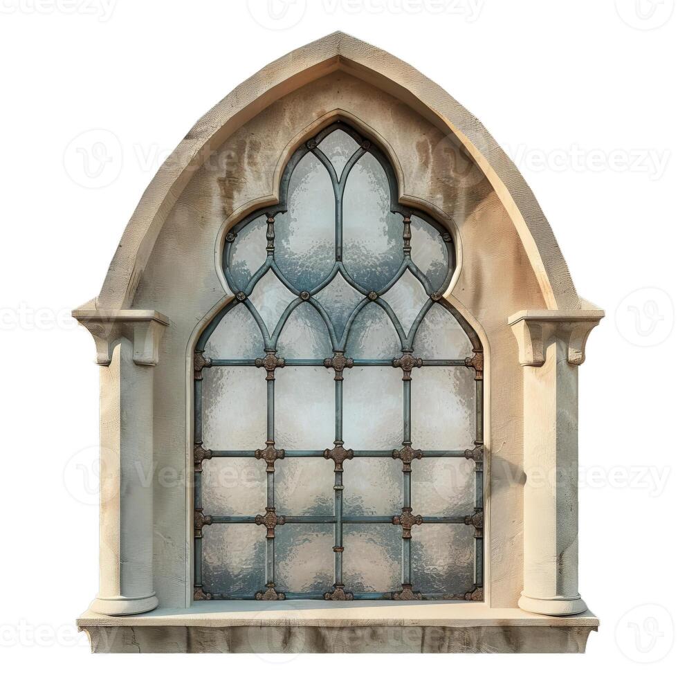 Vintage gothic window on transparent background photo