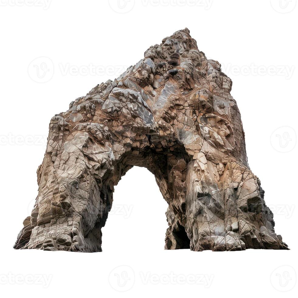 Large natural arch eroded from a mountain cliff face photo