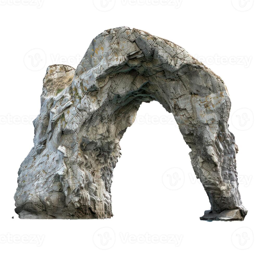 Natural stone arch standing on a white background photo