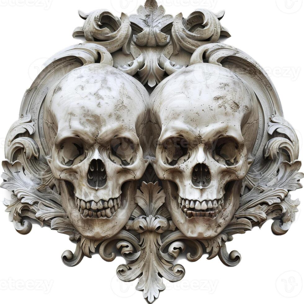 Gothic skulls and ornate baroque frame design photo