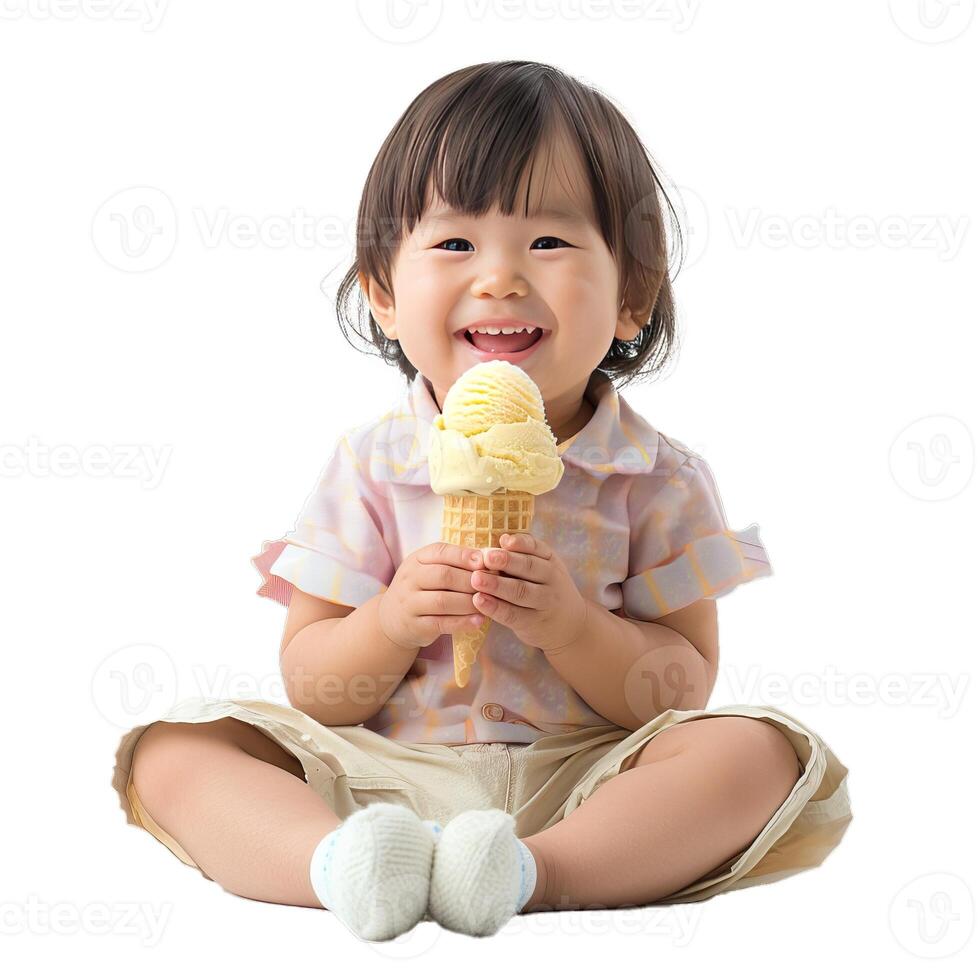 Little girl enjoying ice cream cone photo