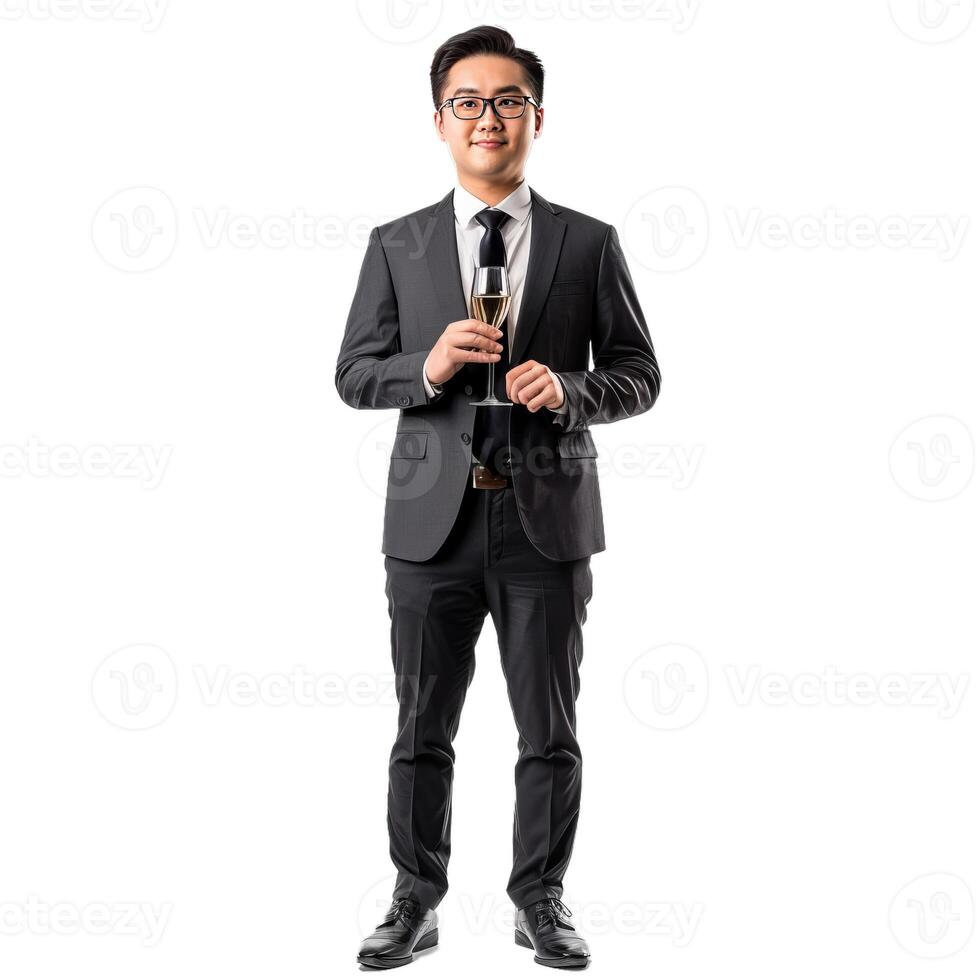 Confident businessman standing on transparent background photo