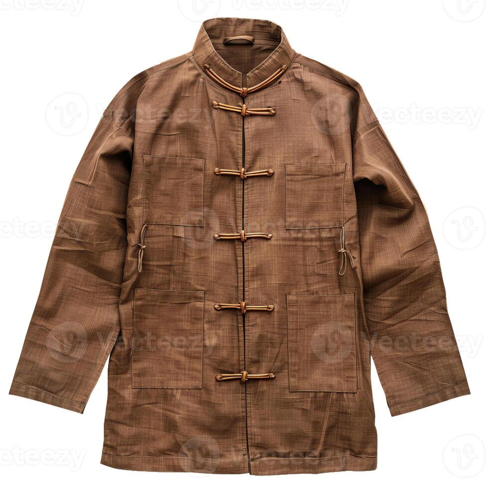 Traditional chinese jacket with frog buttons isolated on white background photo