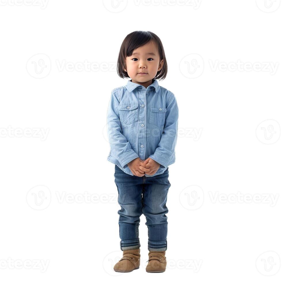 Adorable toddler in denim outfit photo