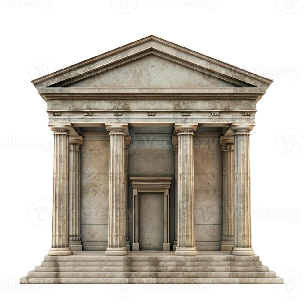 Classical greek temple facade with columns and pediment photo