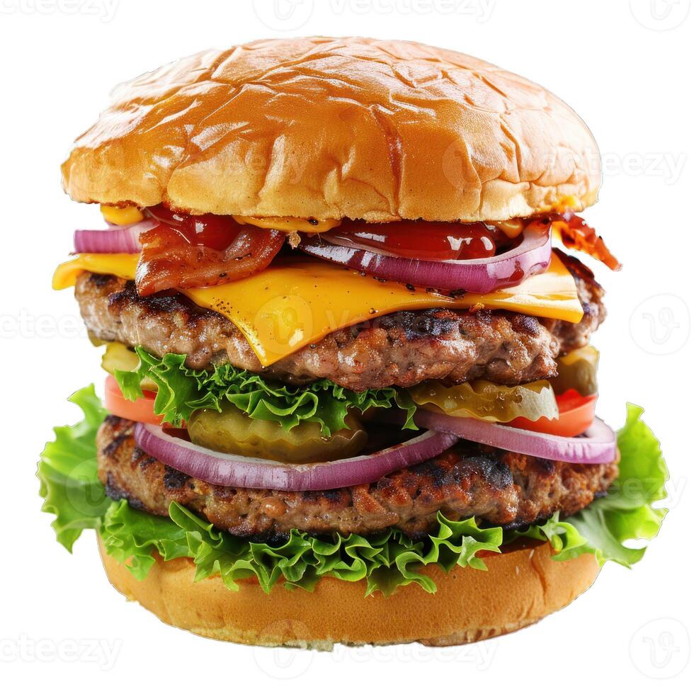 Appetizing cheeseburger with transparent background photo