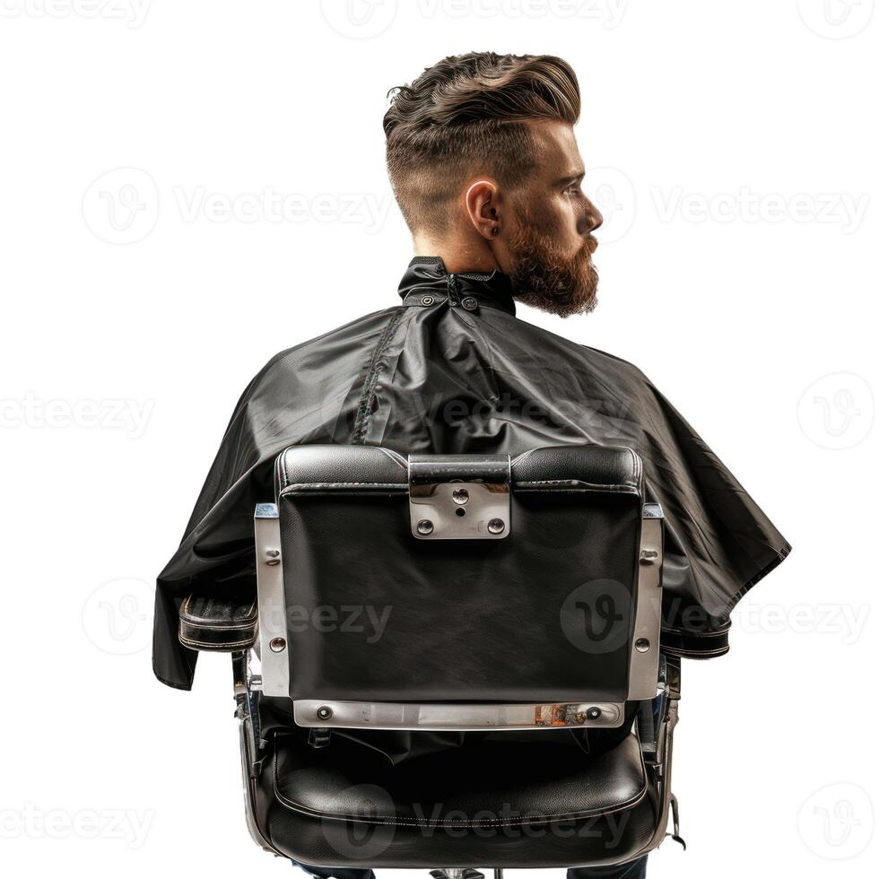 Man in barber chair on transparent background photo