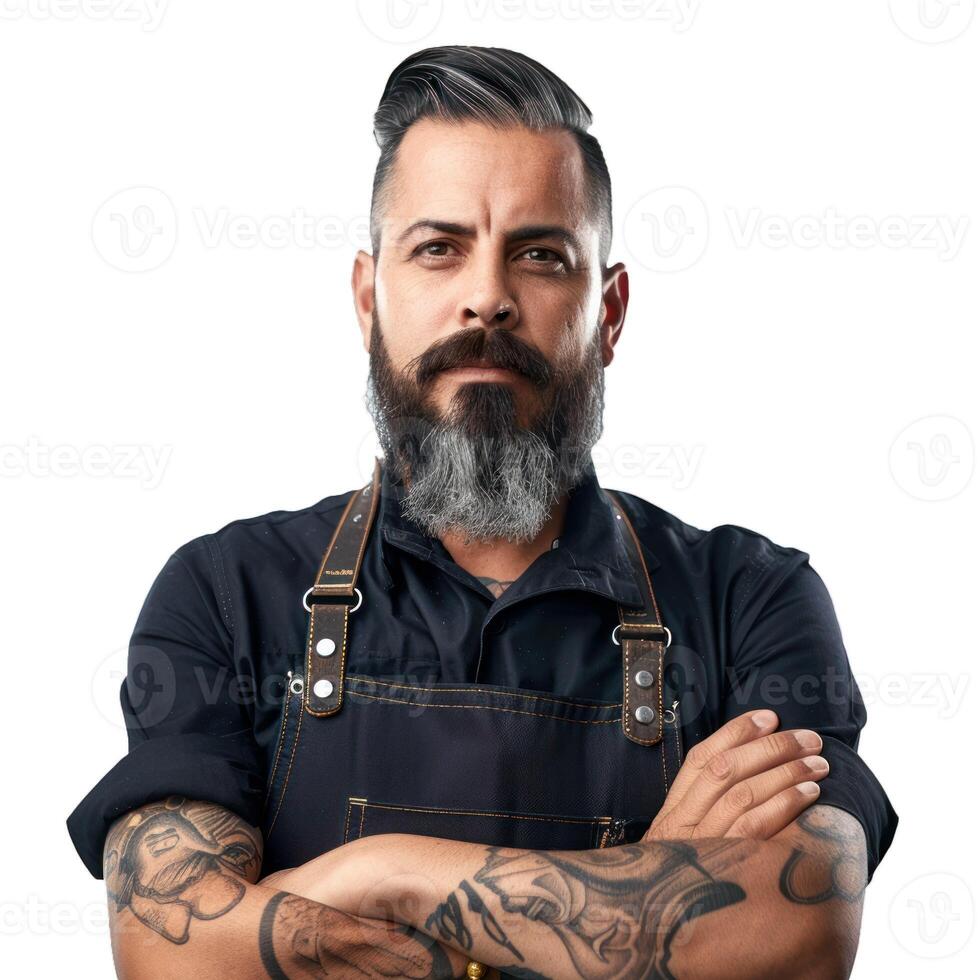 Confident chef with arms crossed on transparent background photo