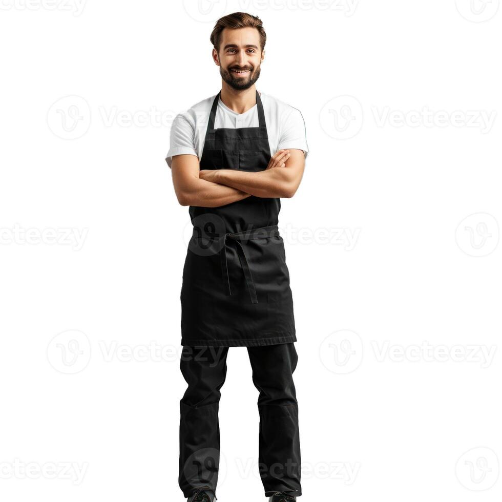Confident male chef with apron on transparent background photo