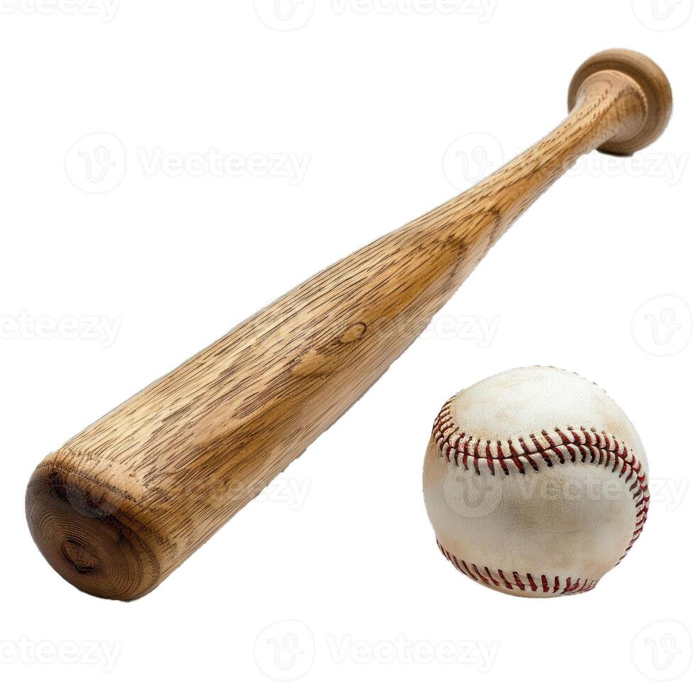 Baseball bat and ball on transparent background photo