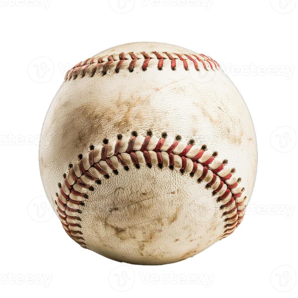 Well worn and loved baseball showing signs of use photo