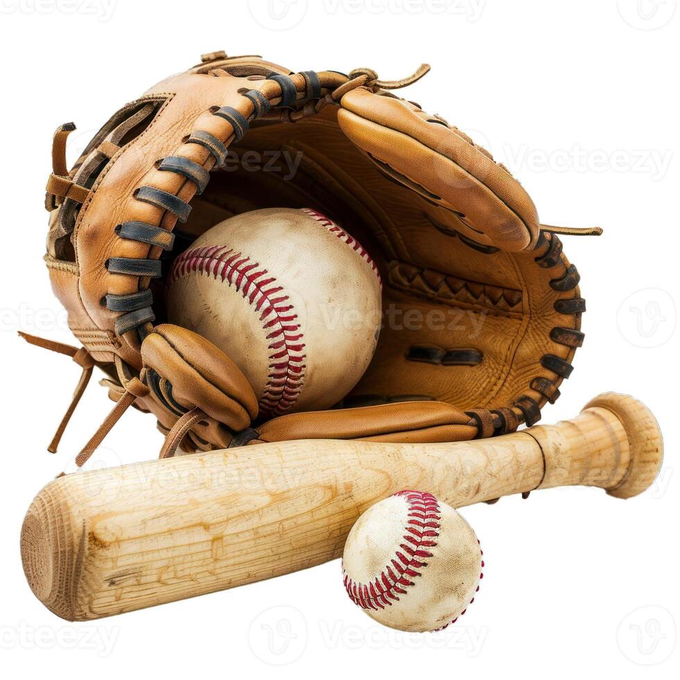 Baseball equipment on transparent background photo