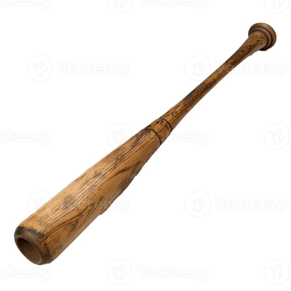 Old wooden baseball bat isolated on white background photo
