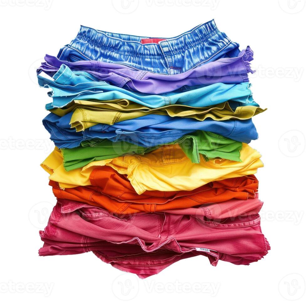 Stack of colorful cotton shorts representing diversity and inclusion photo
