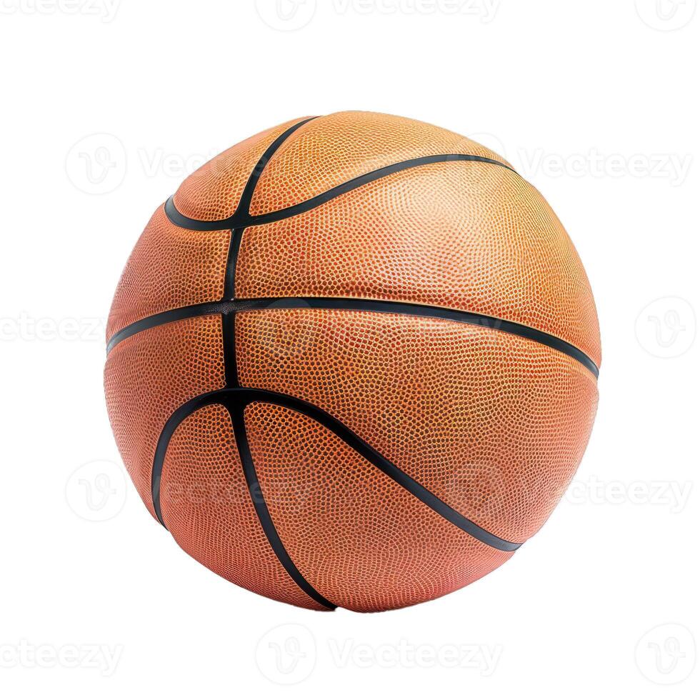 Classic orange basketball laying on white background photo