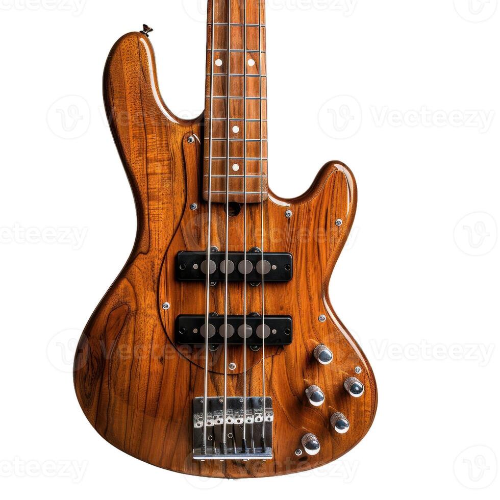 Classic electric bass guitar isolated on transparent background photo