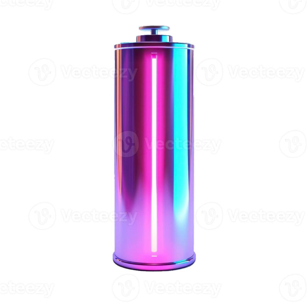 Neon battery glowing reflecting futuristic energy source power photo
