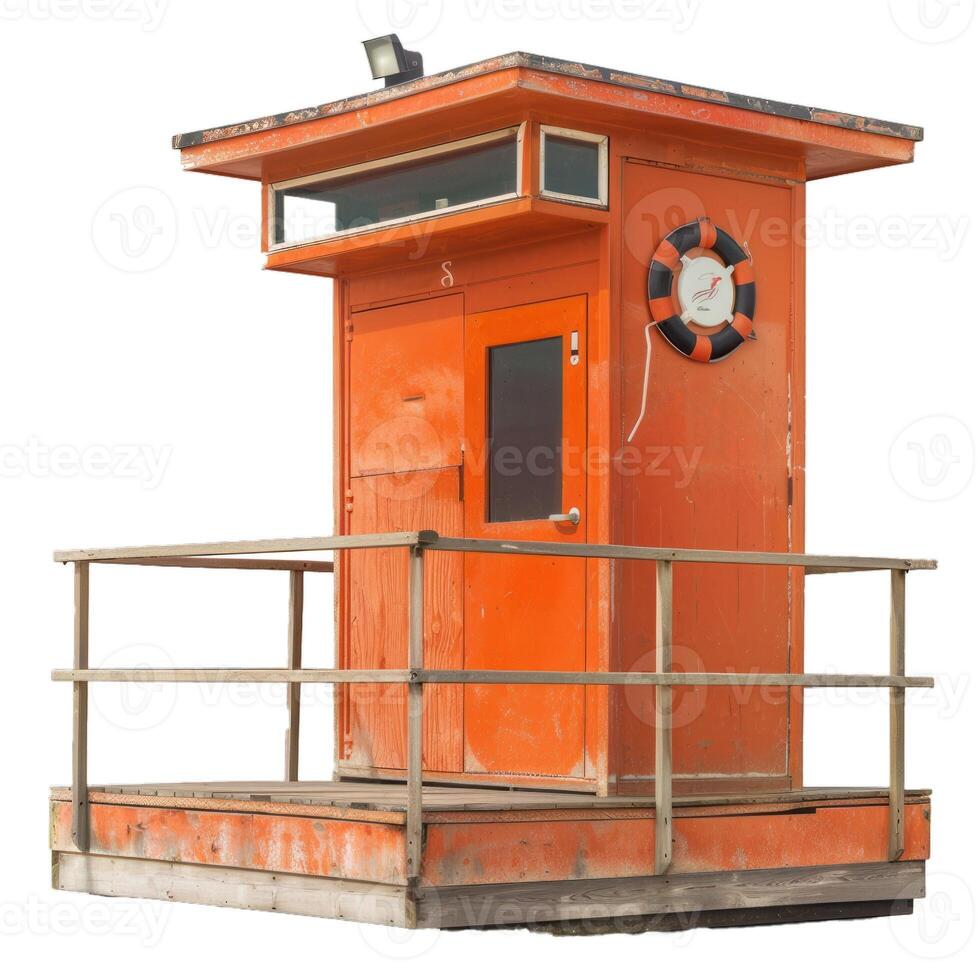 Orange lifeguard tower isolated on transparent background photo