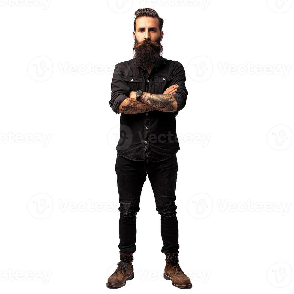 Confident bearded man with arms crossed photo