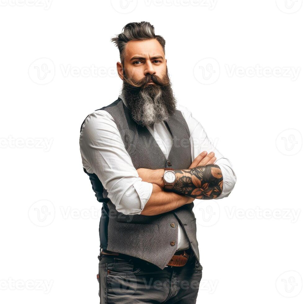 Confident bearded man in stylish attire photo