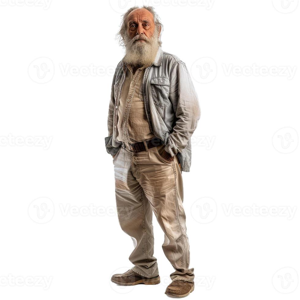 Senior man standing isolated on transparent background photo