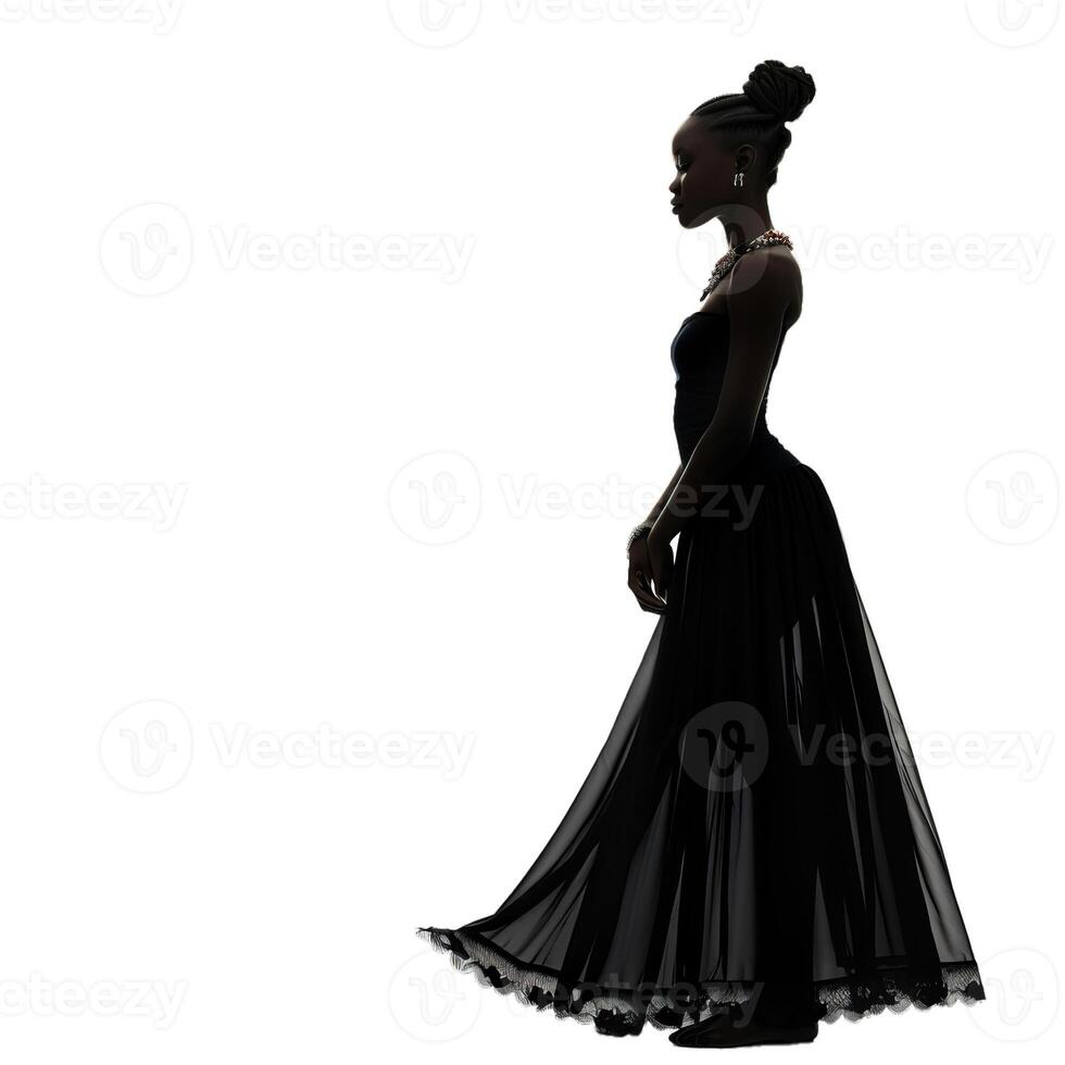 Young woman posing wearing elegant dress silhouette portrait photo