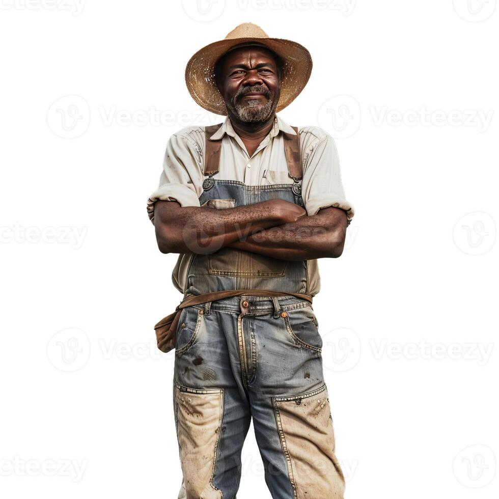 Smiling farmer with arms crossed on transparent background photo