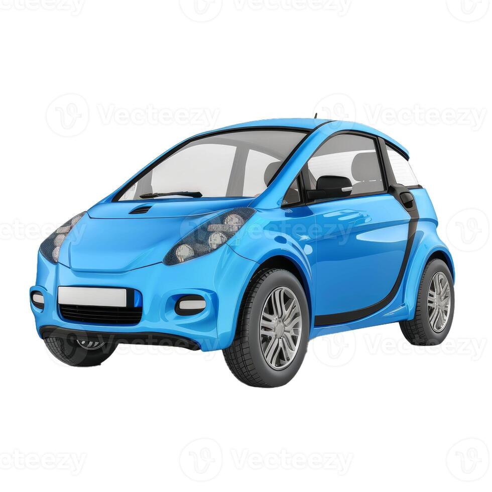 Small electric city car parking on white background photo