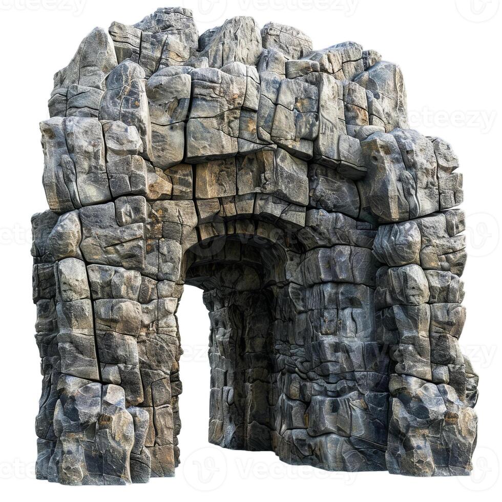 Stone archway forming entrance to ancient ruins photo
