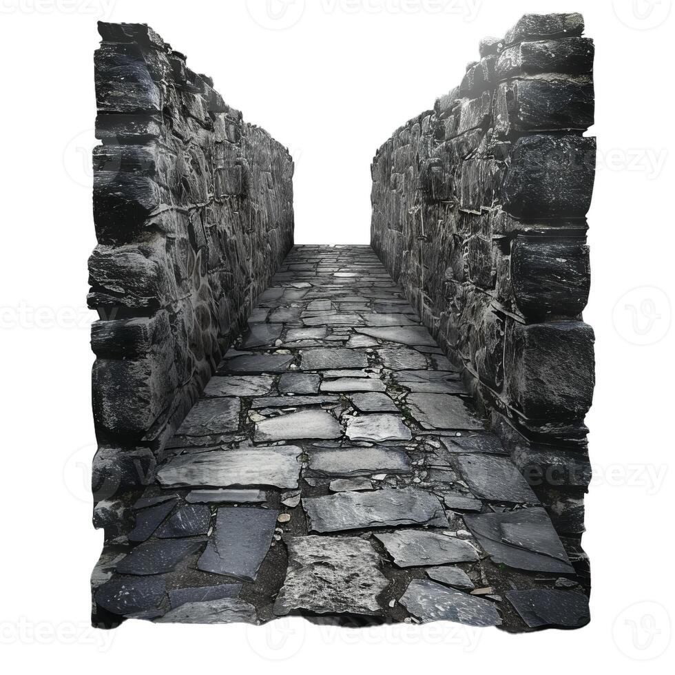 Ancient stone pathway with transparent background photo