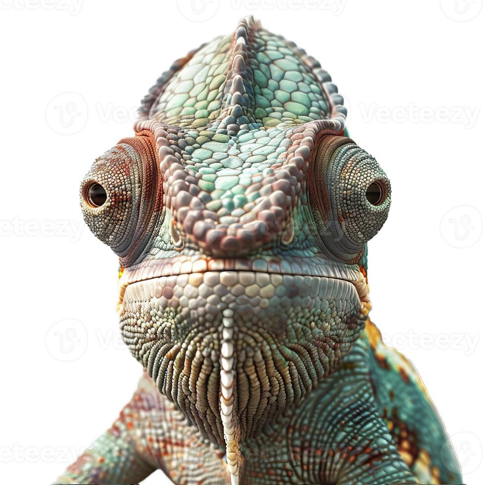 Close up of a chameleon on transparent background photo