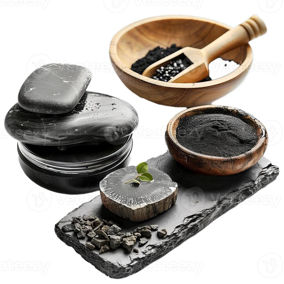 Spa essentials with natural charcoal products photo