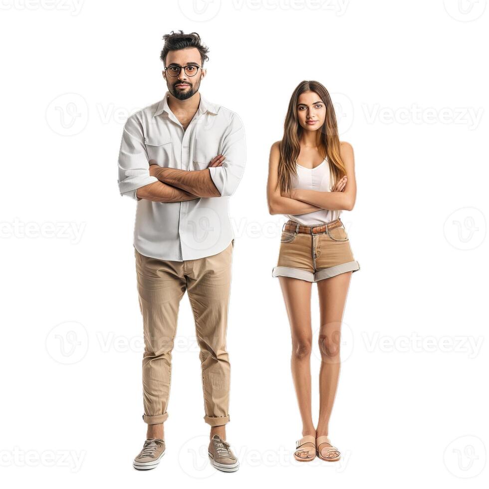 Young couple posing on transparent background photo