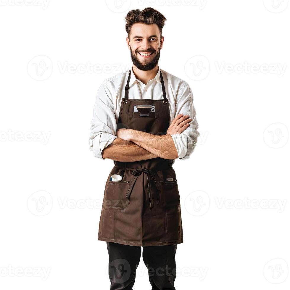 Confident male artisan with apron on transparent background photo