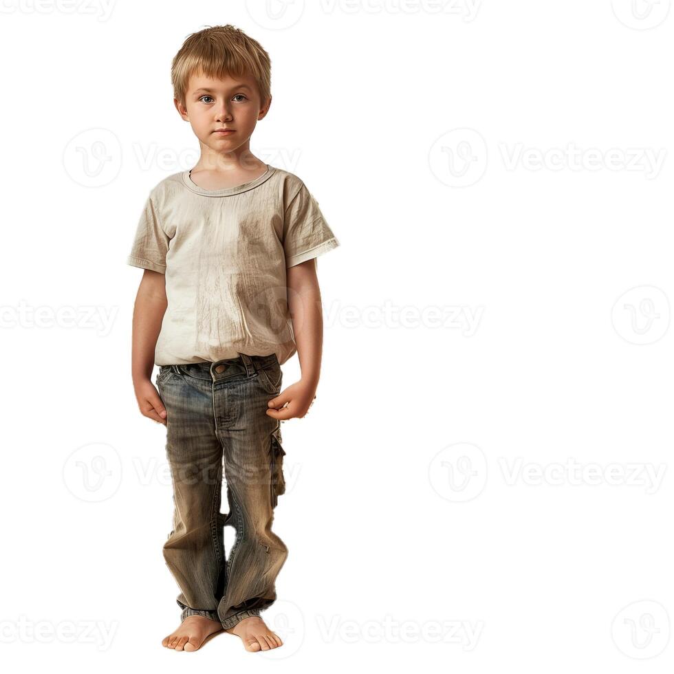 Little boy standing isolated on transparent background photo