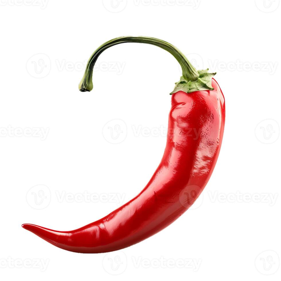 Red chili pepper making a c shape with stem photo