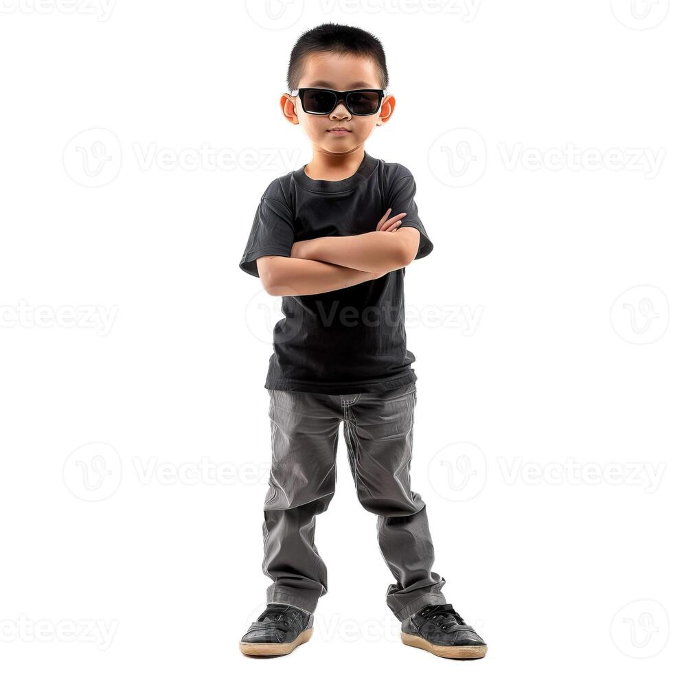 Cool boy with sunglasses posing photo
